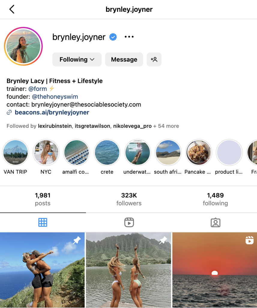 Brynley Joyner fitness and lifestyle influencer